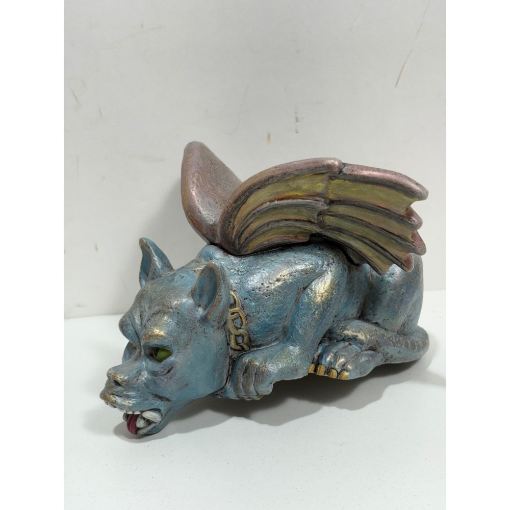 Signed Gargoyle Dragon coin bank Figurine Winged‎ no stopper special treasures